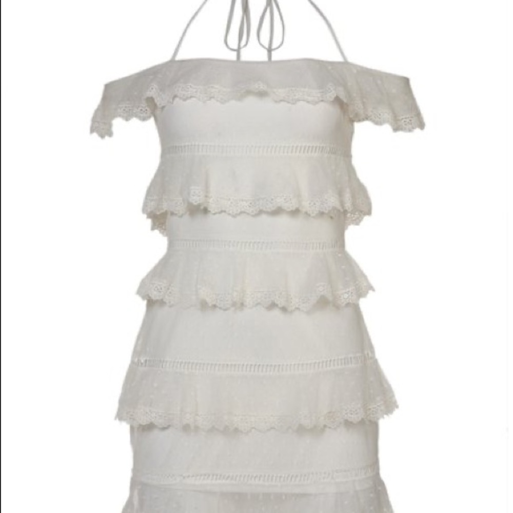 Forever 21 White Lace Tiered Off-Shoulder …